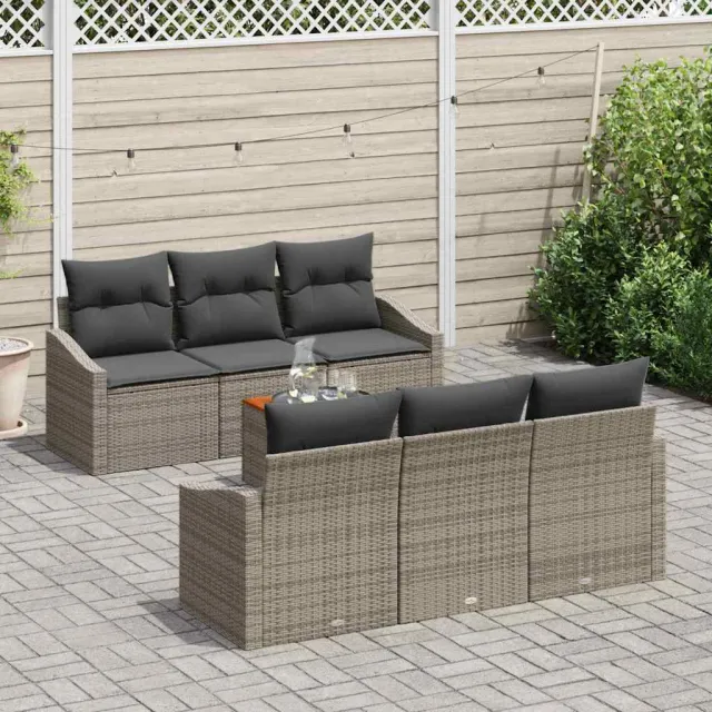 vidaXL Tuinbankenset 7 st Grijs poly rattan, foto 3