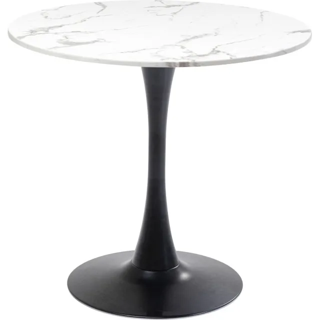 Kare Design Eettafel Schickeria Ø80cm marmerprint wit en zwart Kare Design Zwart-wit