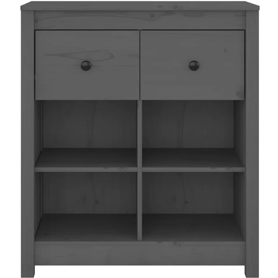 vidaXL Dressoir 70x35x80 cm massief grenenhout grijs, foto 3