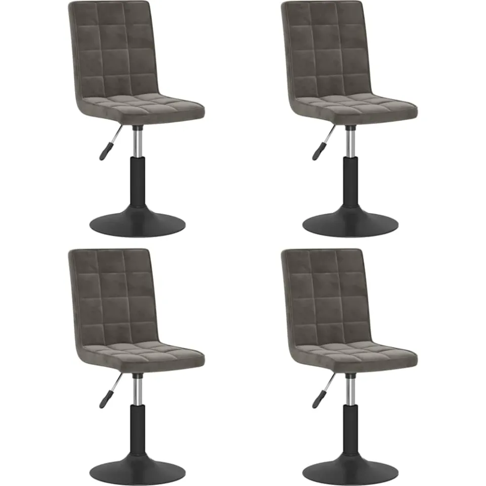 vidaXL Eetkamerstoelen draaibaar 4 st fluweel donkergrijs grijs, foto 3
