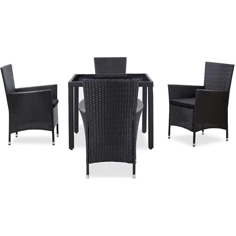 vidaXL 5-delige Tuinset poly rattan zwart, foto 3