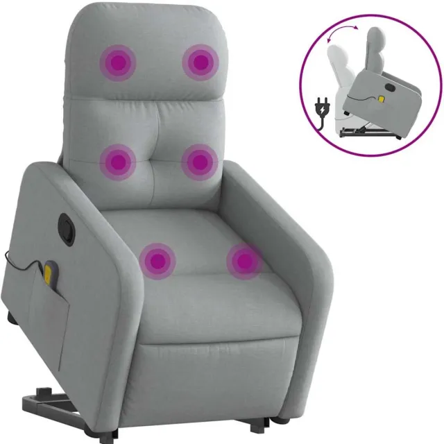 vidaXL Sta-op-massagestoel - verstelbaar - stof - lichtgrijs