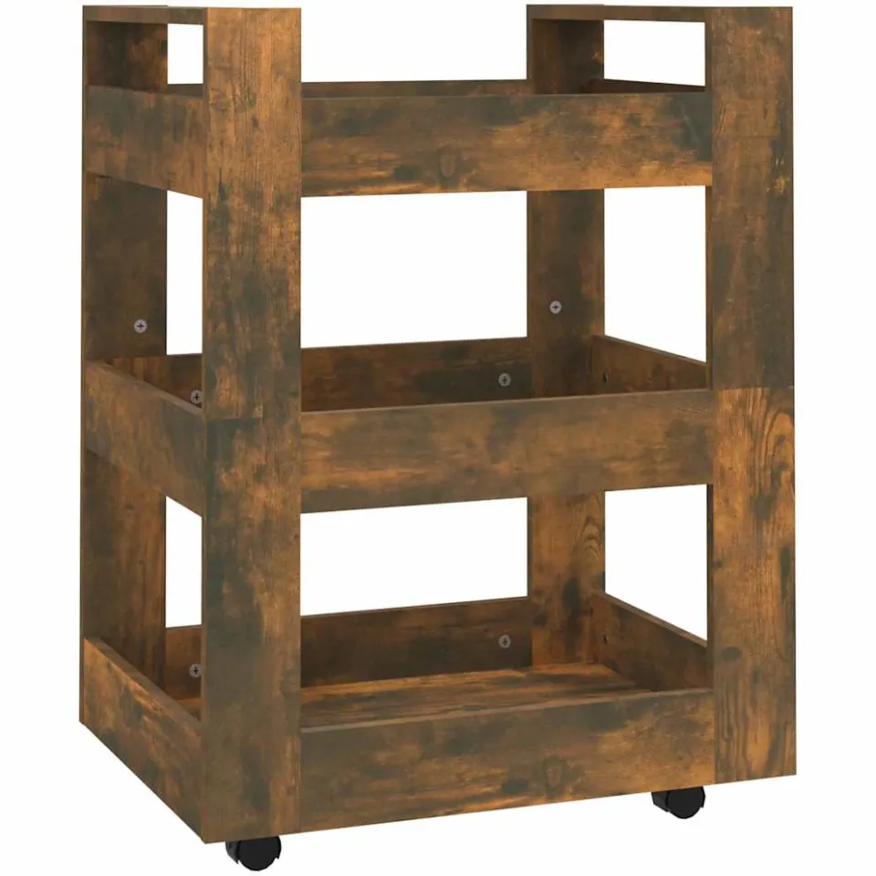 vidaXL Keukentrolley 60x45x80 cm bewerkt hout gerookt eikenkleurig Bruin