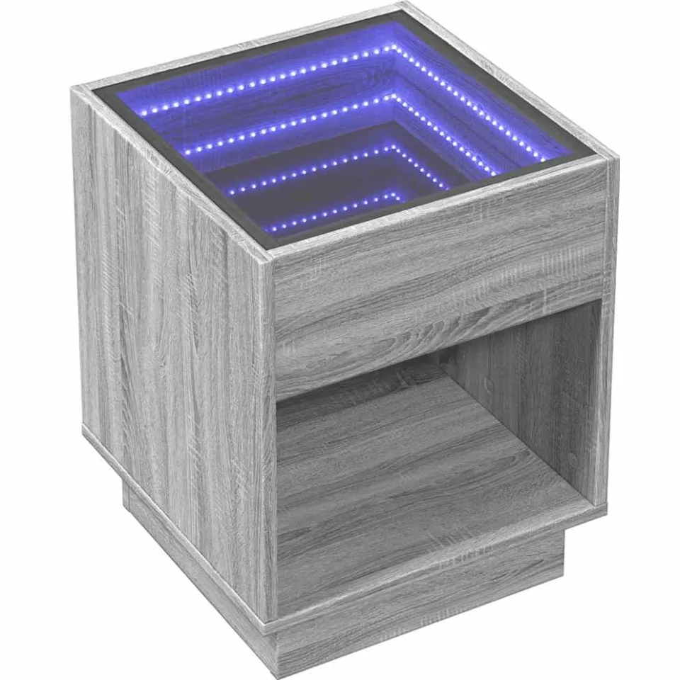 vidaXL Salontafel met Infinity LED 40x40x50 cm grijs sonoma eikenkleur, foto 4