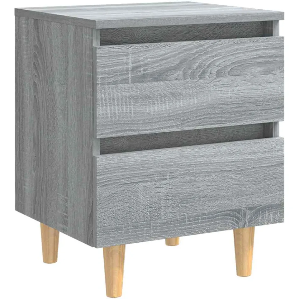 vidaXL Nachtkastje met houten poten 40x35x50 cm grijs sonoma eiken