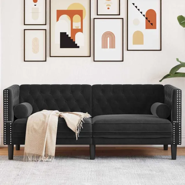 vidaXL Bank Zwart 174 x 74,5 x 70,5 cm Fluweel