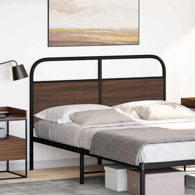 vidaXL Vervangend hoofdbord 135 cm bewerkt hout en staal bruin eikenkleurig