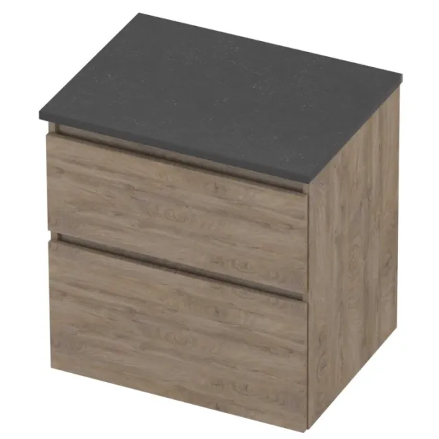 Proline Deck Badmeubelset Hardsteen Asymmetrisch 60x46x55 cm Blue Stone Raw Oak Eiken