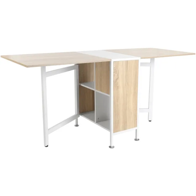Homcom eettafel - met planken - mdf - bruin - wit