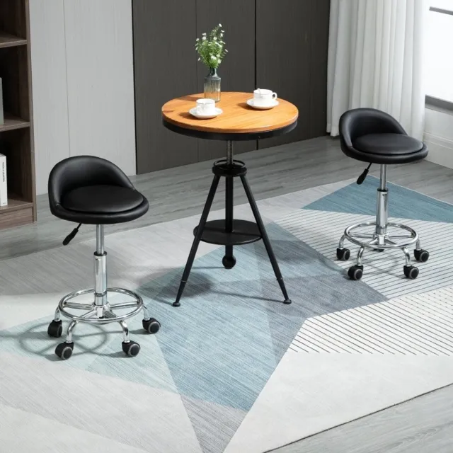 COVREO Bureaukruk 38x38x72 cm zwart, kunstleer 2 stuks met rugleuning