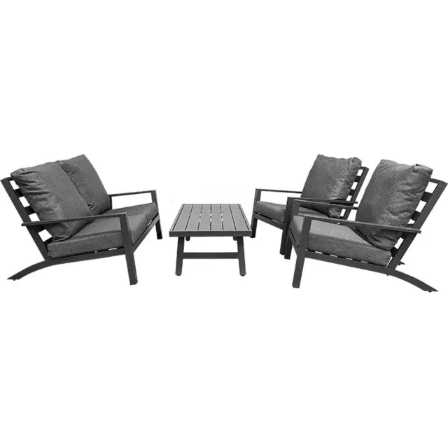 Tierra Outdoor Loungeset Lima - Tierra Outdoor - Grijs - 4-delig Antraciet