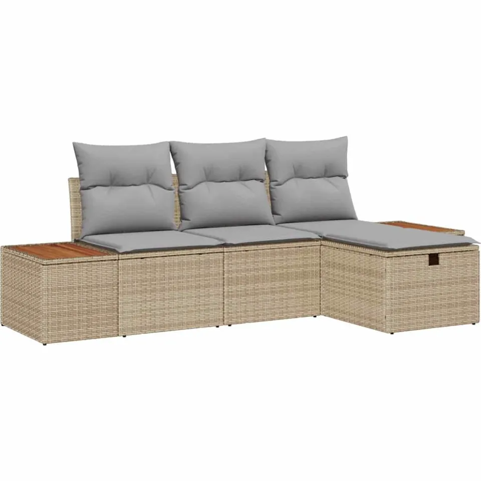 vidaXL Tuin Sofa Set 4 st Beige poly rattan