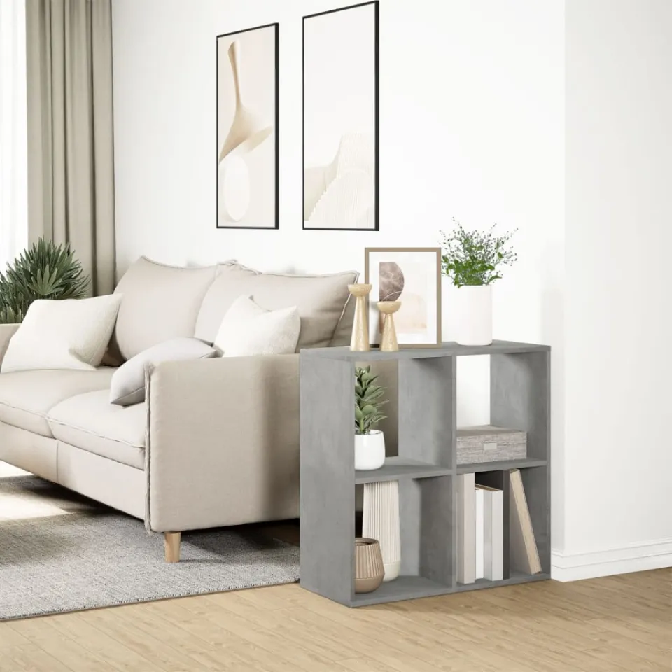vidaXL Kamerscherm / boekenkast 69,5x29x69,5 cm hout betongrijs grijs, foto 4