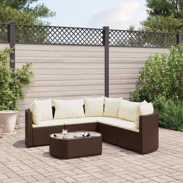 vidaXL 6-delige Loungeset met kussens poly rattan bruin, foto 2