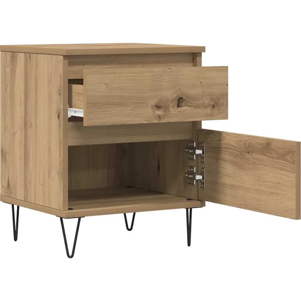 vidaXL Nachtkastje 40x35x50 cm bewerkt hout artisanaal eikenkleur, foto 4