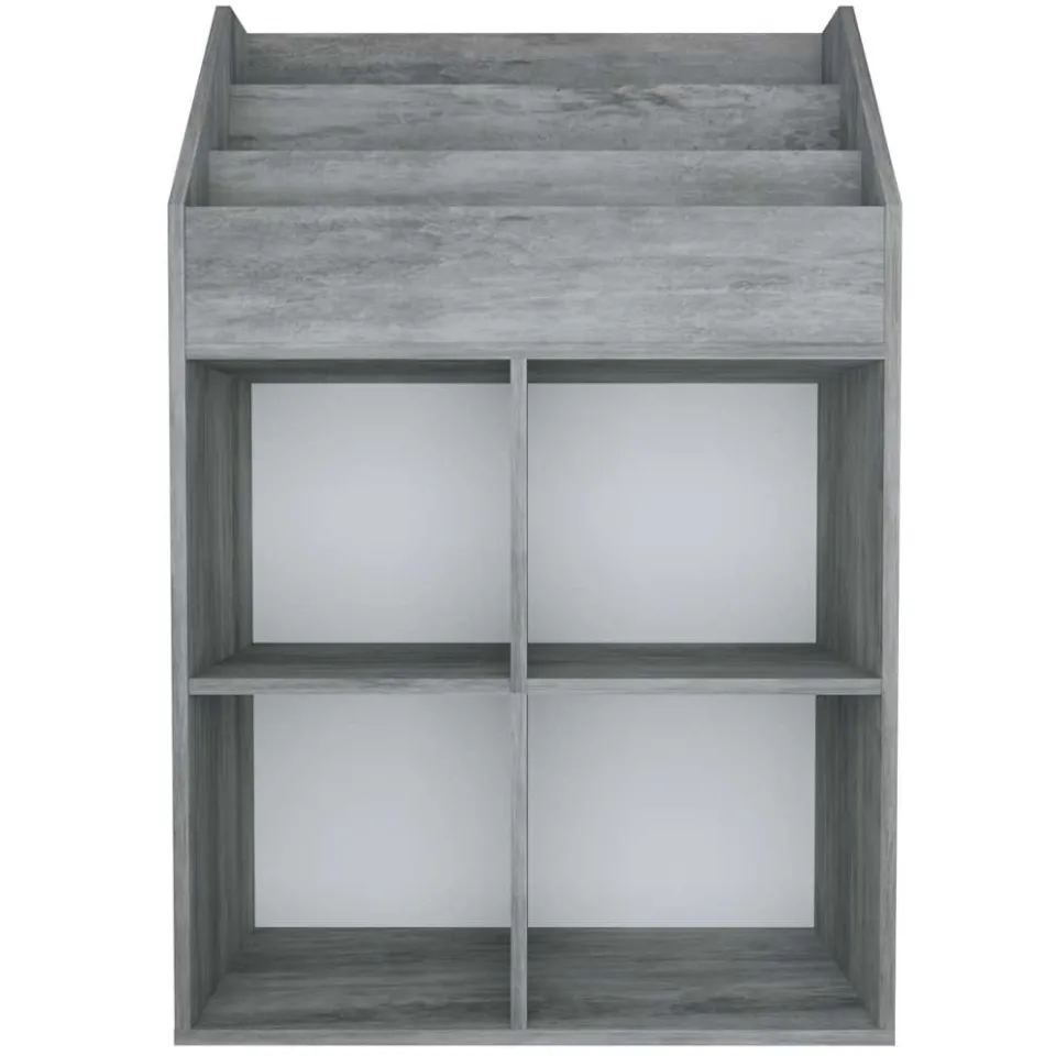 vidaXL Kindertijdschriftenrek 71x30x114 cm bewerkt hout betongrijs