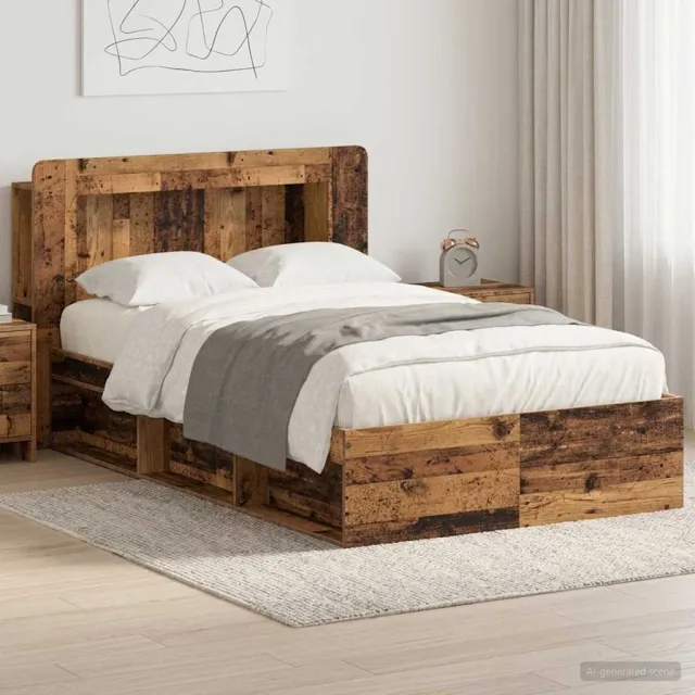 vidaXL Bedframe met opslag Oud hout 120 x 200 cm Bewerkt hout bruin