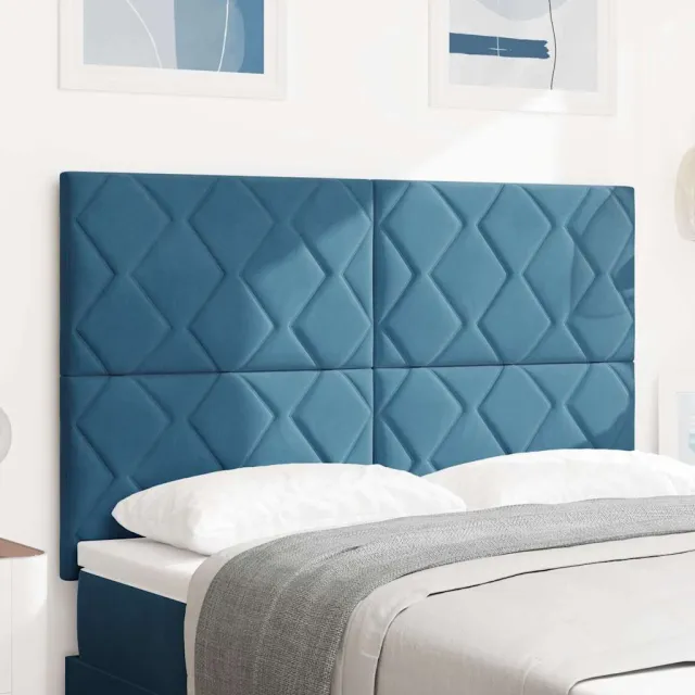 vidaXL Hoofdbord Donkerblauw Fluweel