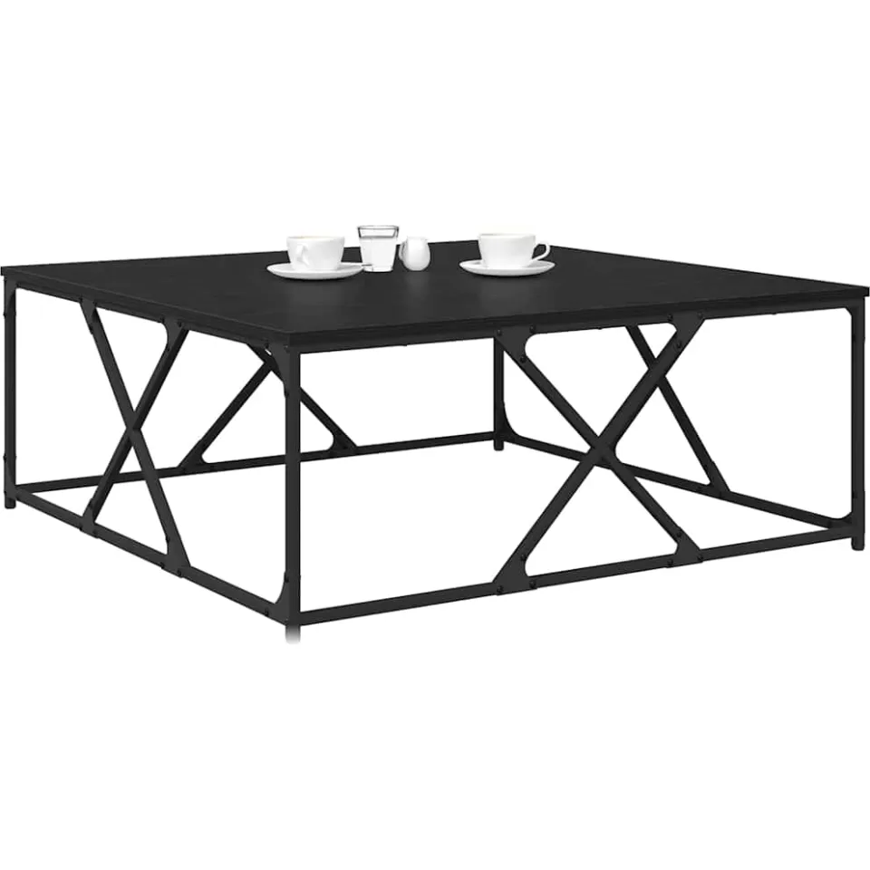 vidaXL Salontafel Zwart Eiken 100 x 100 x 40 cm Bewerkt hout