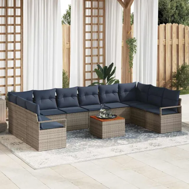 vidaXL Tuinbankenset 11 st Grijs poly rattan, foto 2