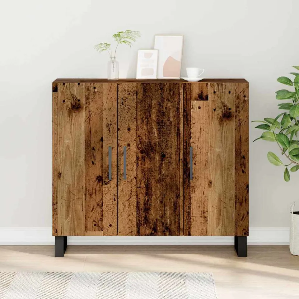 vidaXL Dressoir Oudhout 90 x 34 x 80 cm Bewerkt hout bruin, foto 4