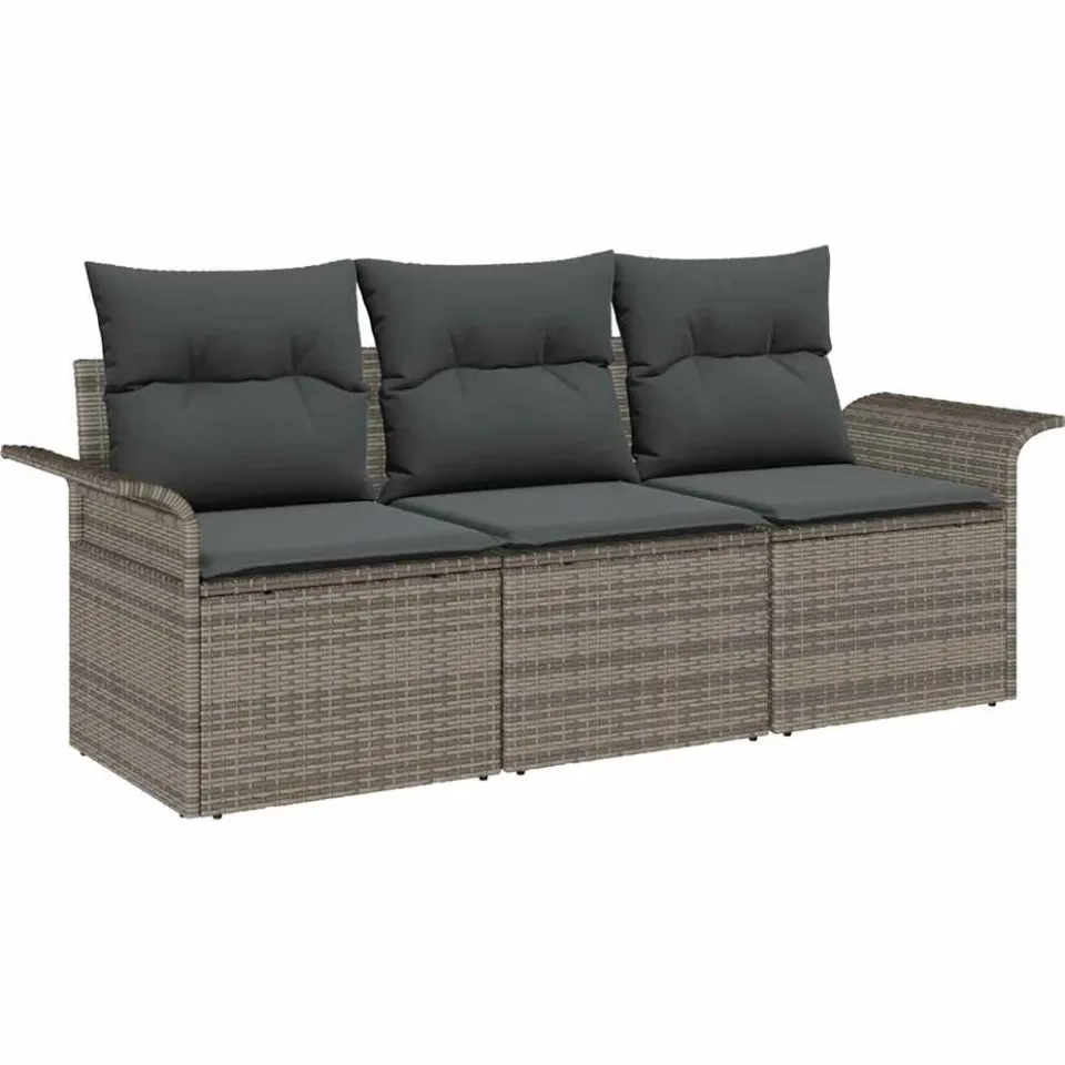 vidaXL Tuin Sofa Set 3 st Grijs Poly riet