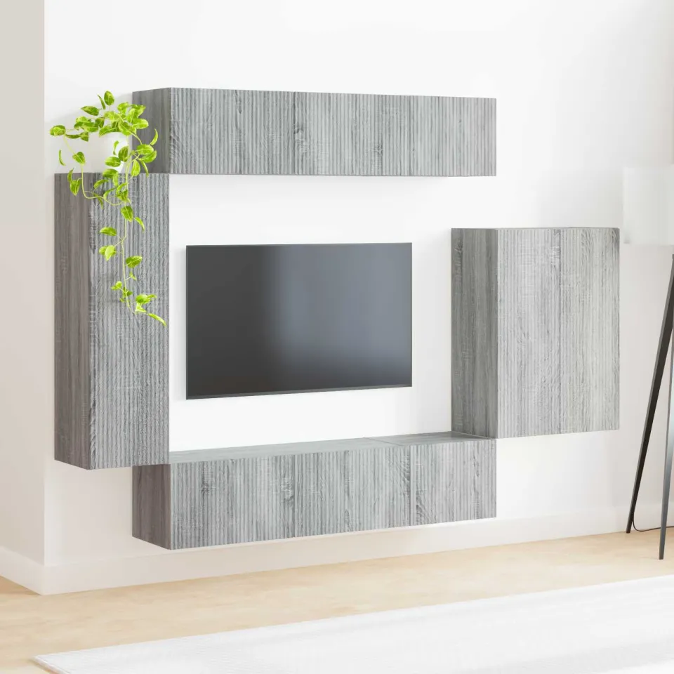 vidaXL TV Wandkast Set 6 st 98 x 31 x 29,5 cm Grijs Sonoma, foto 3