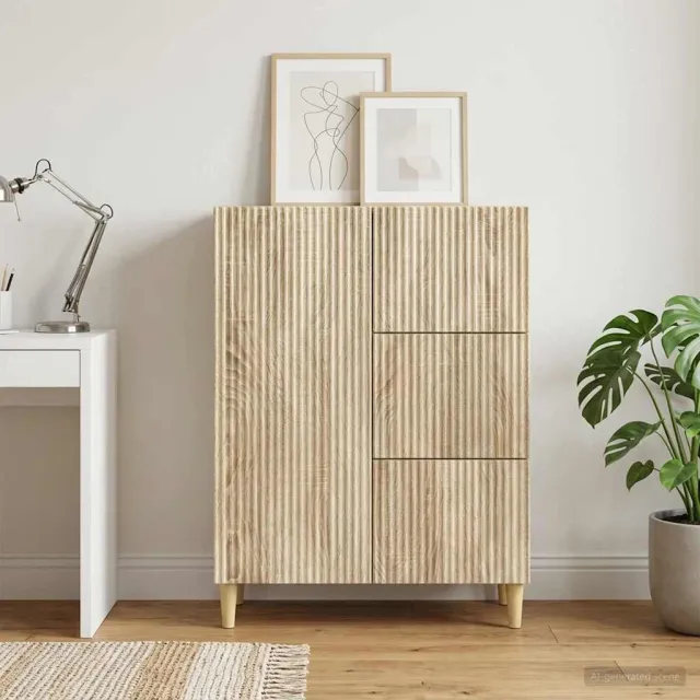 vidaXL Dressoir met lade Sonoma Eiken 66 x 34,5 x 90 cm Bewerkt hout Bruin