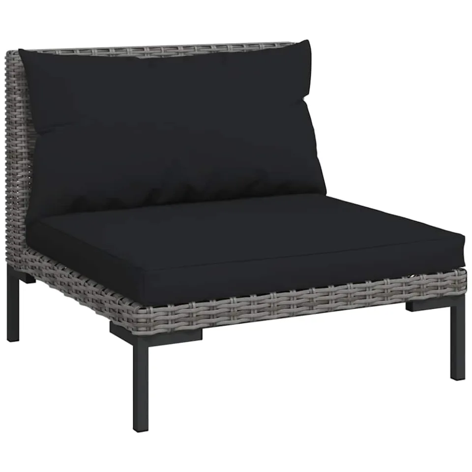 vidaXL 6-delige Loungeset met kussens poly rattan donkergrijs
