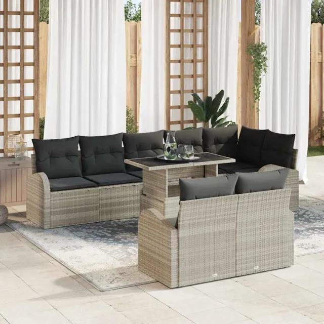 vidaXL Tuin Sofa Set 9 st Lichtgrijs Poly riet
