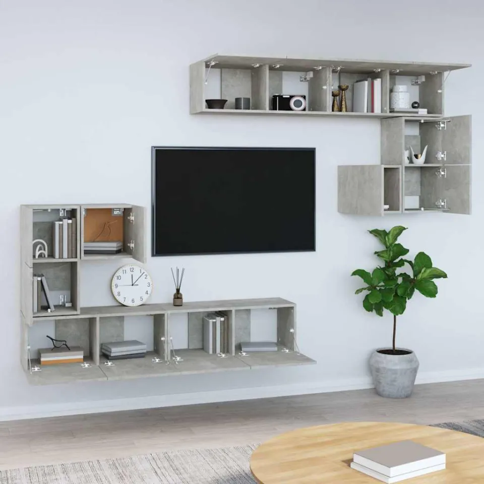 vidaXL Tv-wandmeubel bewerkt hout betongrijs grijs, foto 2