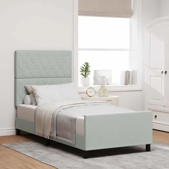 vidaXL Boxspringbed met hoofdeinde Lichtgrijs 90 x 200 cm Fluweel