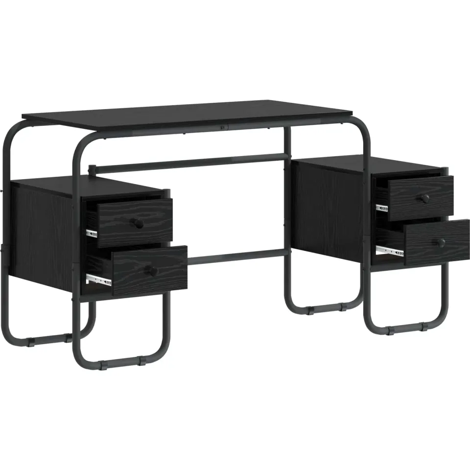 vidaXL Bureau met opbergruimte Zwart eiken 145 x 50 x 75 cm