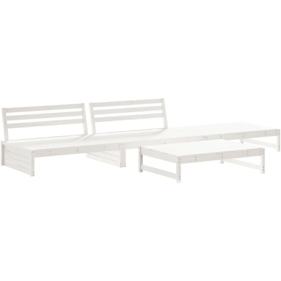vidaXL 4-delige Loungeset met kussens massief hout wit