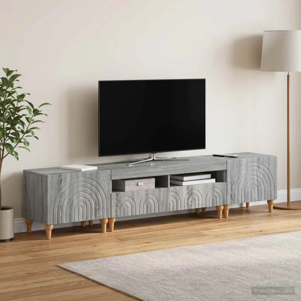 vidaXL 3-delige LED TV-kast Grijs Sonoma Bewerkt hout, foto 3