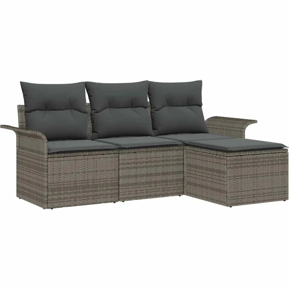 vidaXL Tuin Sofa Set 4 st Grijs poly rattan