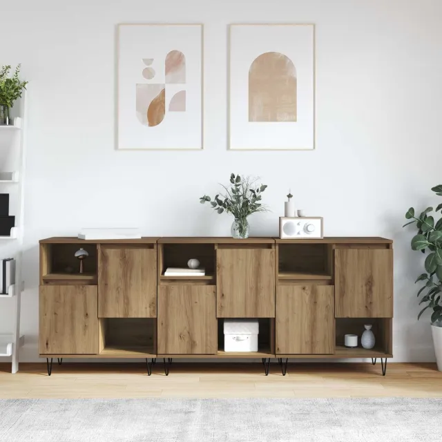 vidaXL Dressoir 3 st Artisan Eiken 60 x 35 x 70 cm, foto 2