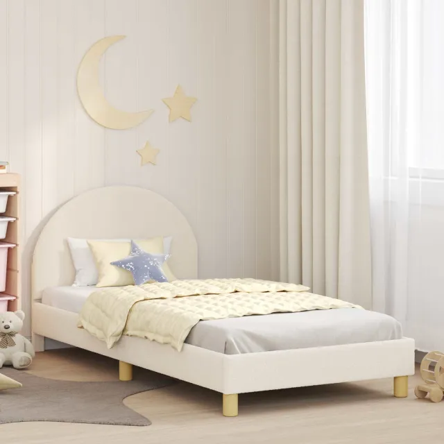 vidaXL Bedframe voor kinderen met hoofdbord Crèmekleurig 90 x 200 cm