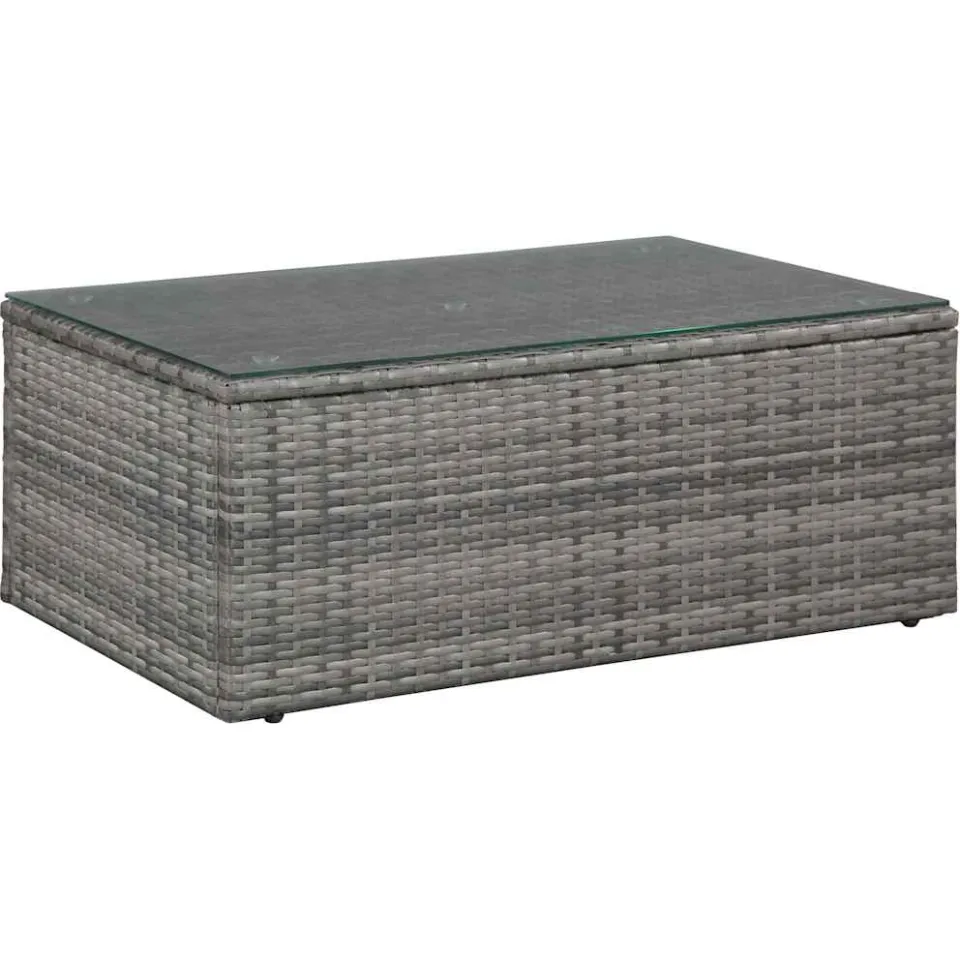 vidaXL 4-delige Loungeset met kussens poly rattan grijs, foto 3