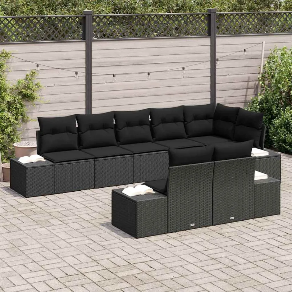 vidaXL Tuin Sofa Set 8 st Zwart poly rattan, foto 2