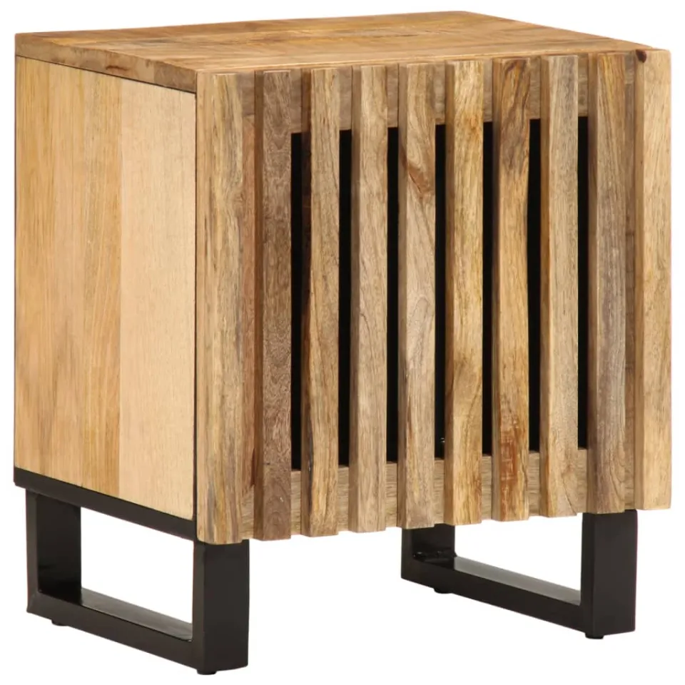 vidaXL Nachtkastjes 2 st 40x34x46 cm massief ruw mangohout bruin, foto 2