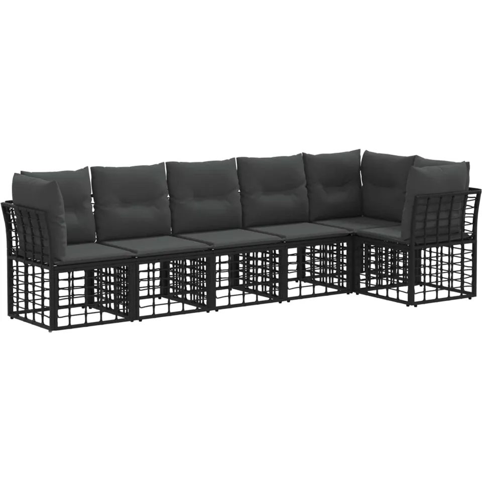 vidaXL Tuinbankenset 6 st Zwart poly rattan, foto 3