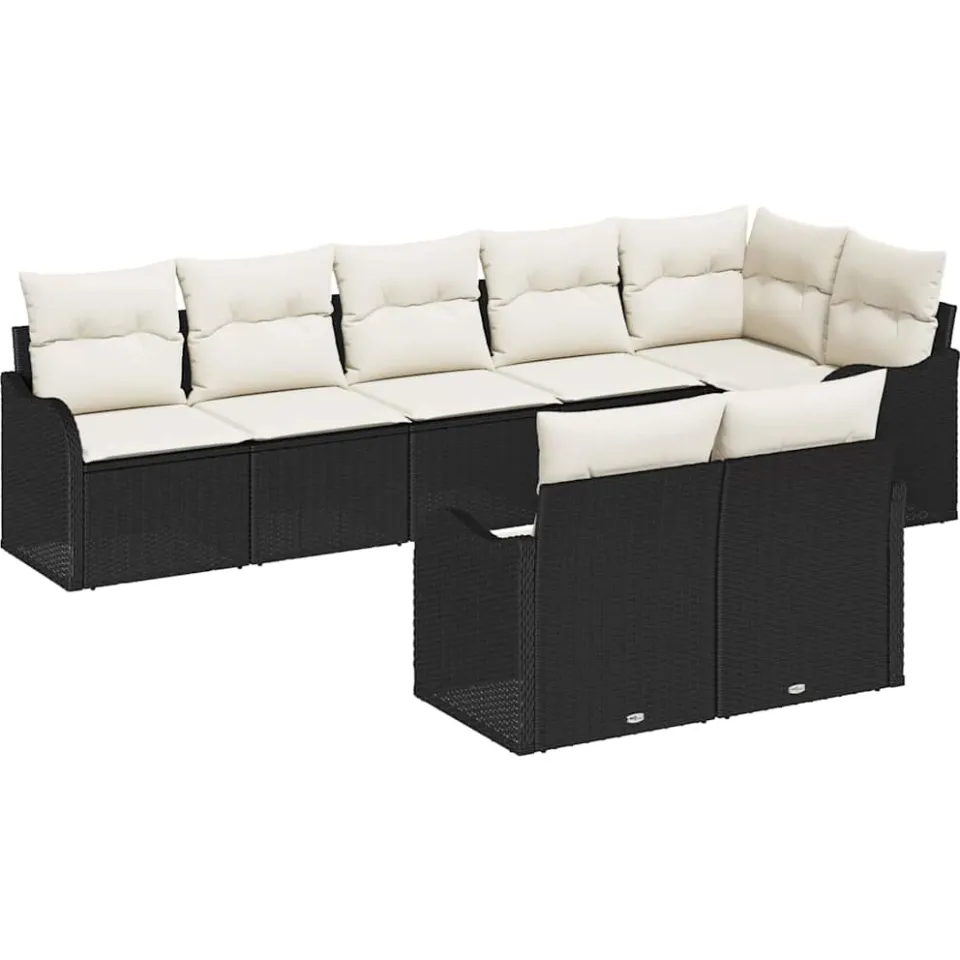 vidaXL Tuin Sofa Set 8 st Zwart en Wit poly rattan, foto 4