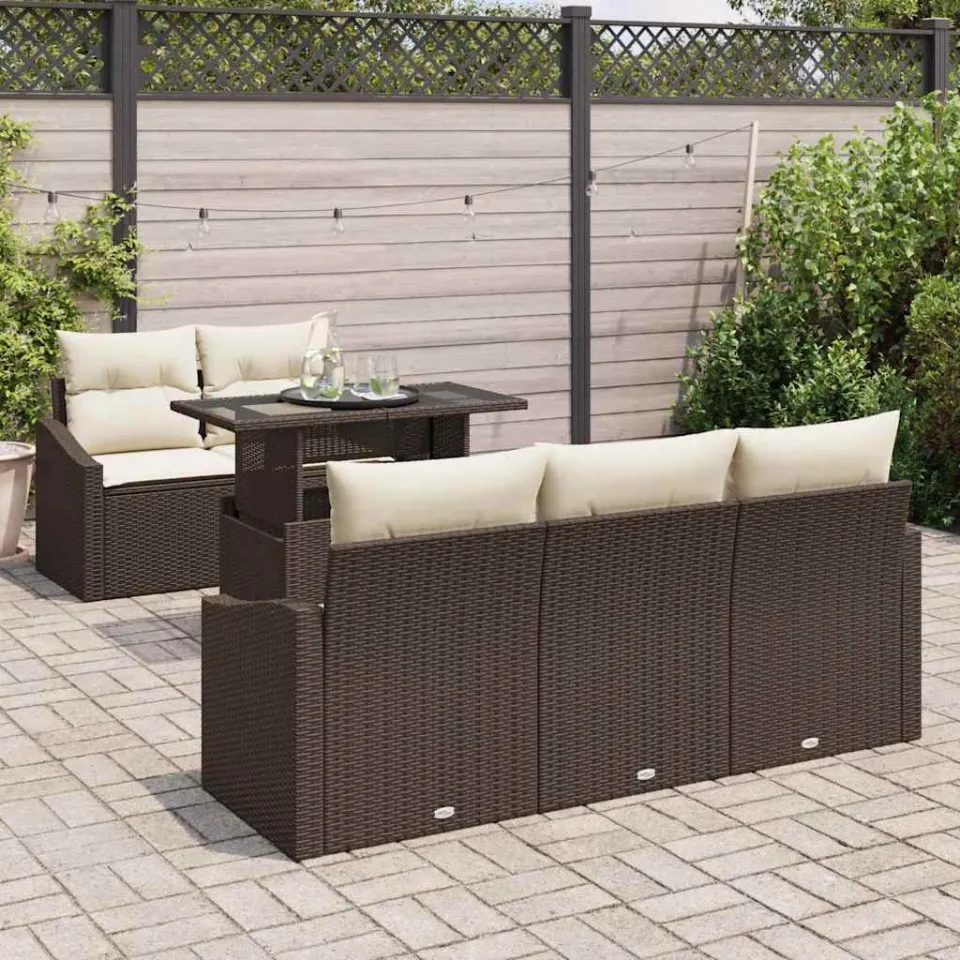 vidaXL Tuin Sofa Set 6 st Bruin poly rattan, foto 3