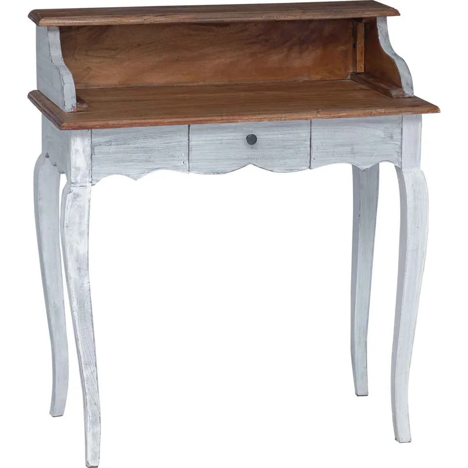 vidaXL Schrijfbureau Bruin en wit 80 x 40 x 92 cm Massief mahoniehout