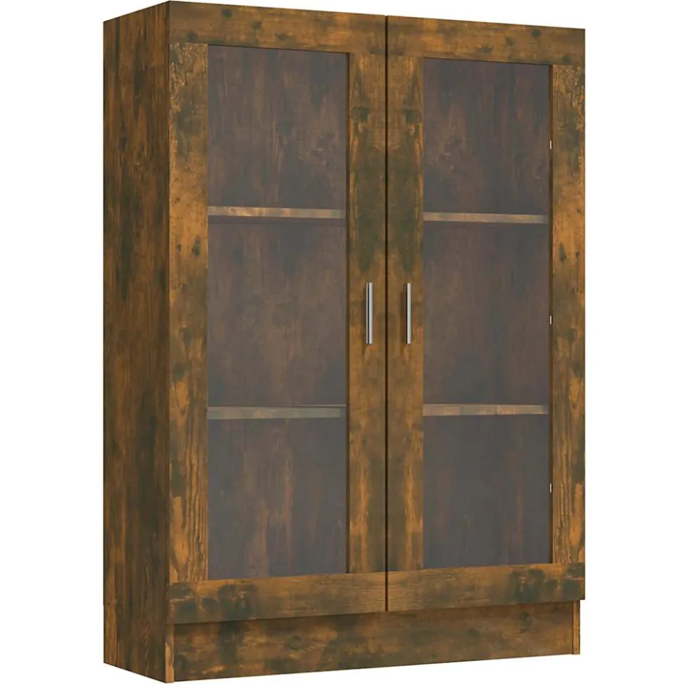 vidaXL Vitrinekast 82,5x30,5x115 cm bewerkt hout gerookt eikenkleurig, foto 3
