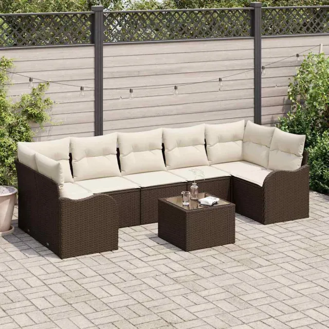 vidaXL Tuin Sofa Set 8 st 7-Aantal zitplaatsen Bruin poly rattan
