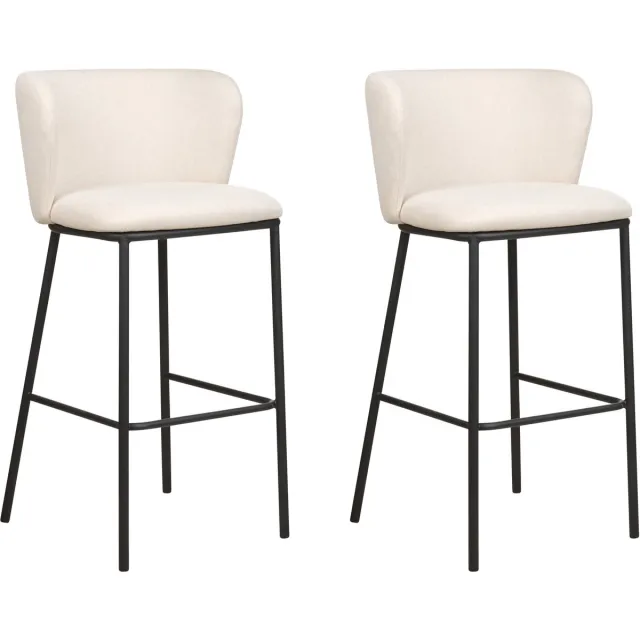 Beliani MINA - Barkruk set van 2 - Gebroken wit - Polyester