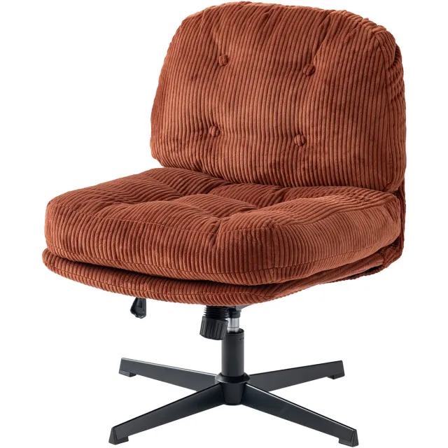 MEUBLE COSY Woonkamer Kaptafel Stoel-Ligfunctie-360 ​​Graden Draaibaar-voor Slaapkamer Kantoor Gekruiste Poten-met Dikke Rugleuning-Zonder Armleuningen Wielen-in Rode Corduroy
