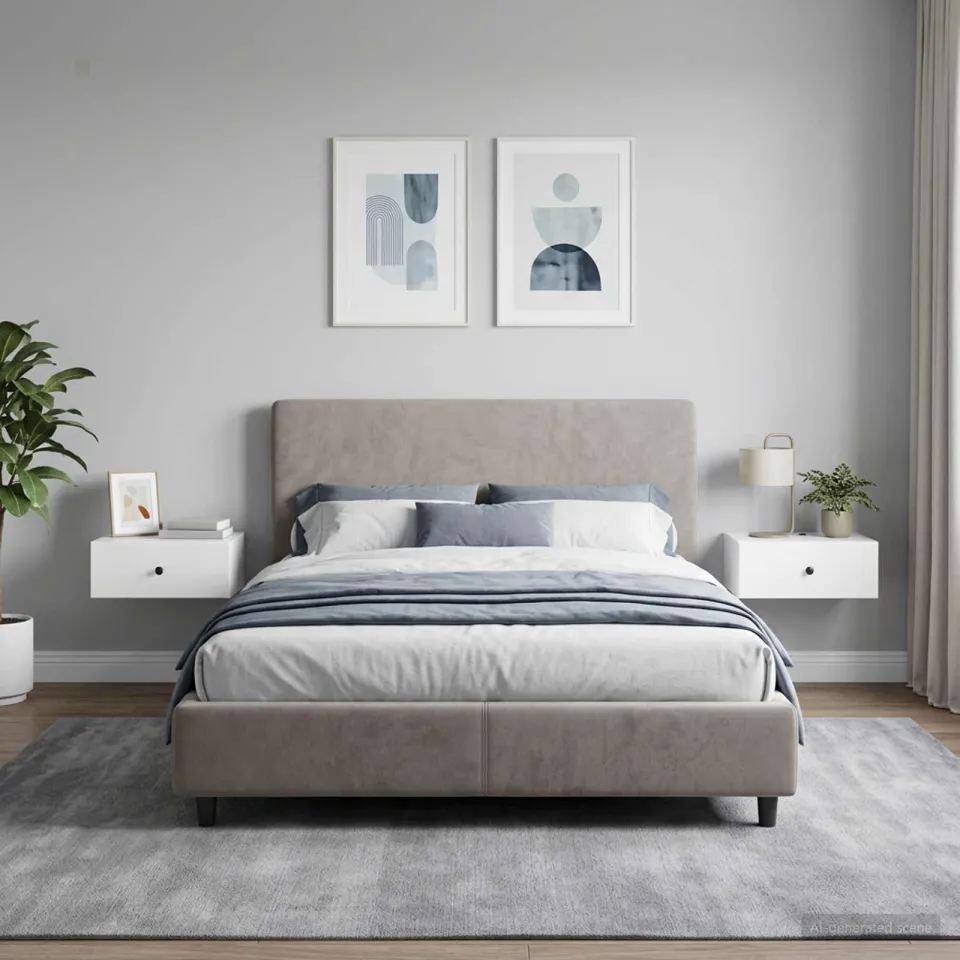 vidaXL Wandbeugel Bedkast 2 st Hoogglans Wit 49 x 34,5 x 20 cm, foto 4
